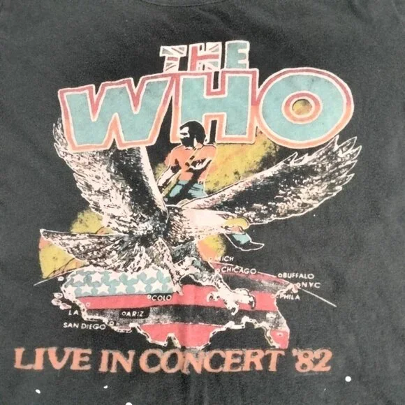 The Who USA Live In Concert '82 Chaser Paint Distressed Thrashed T-Shirt… - Picture 2 of 6